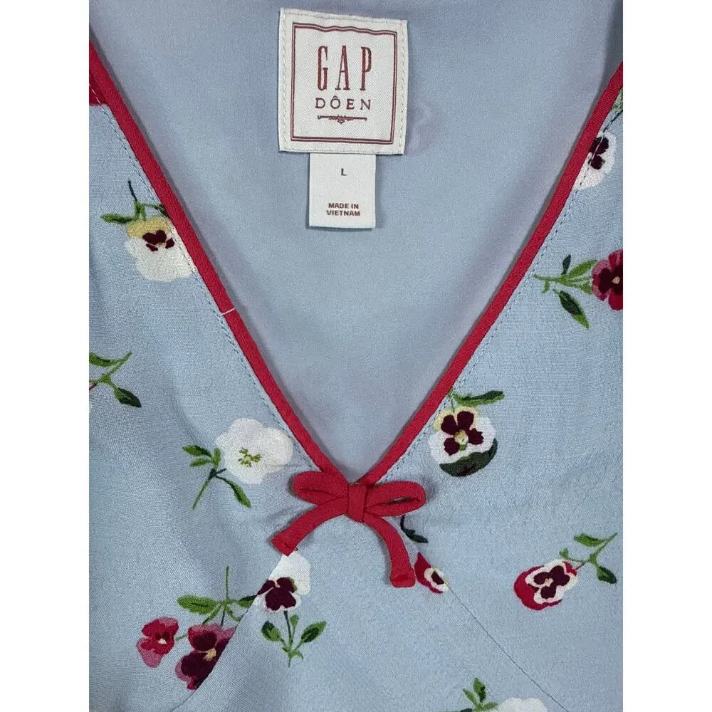 GAP X DÔEN Girls Light Blue Floral Mini Dress Size Large